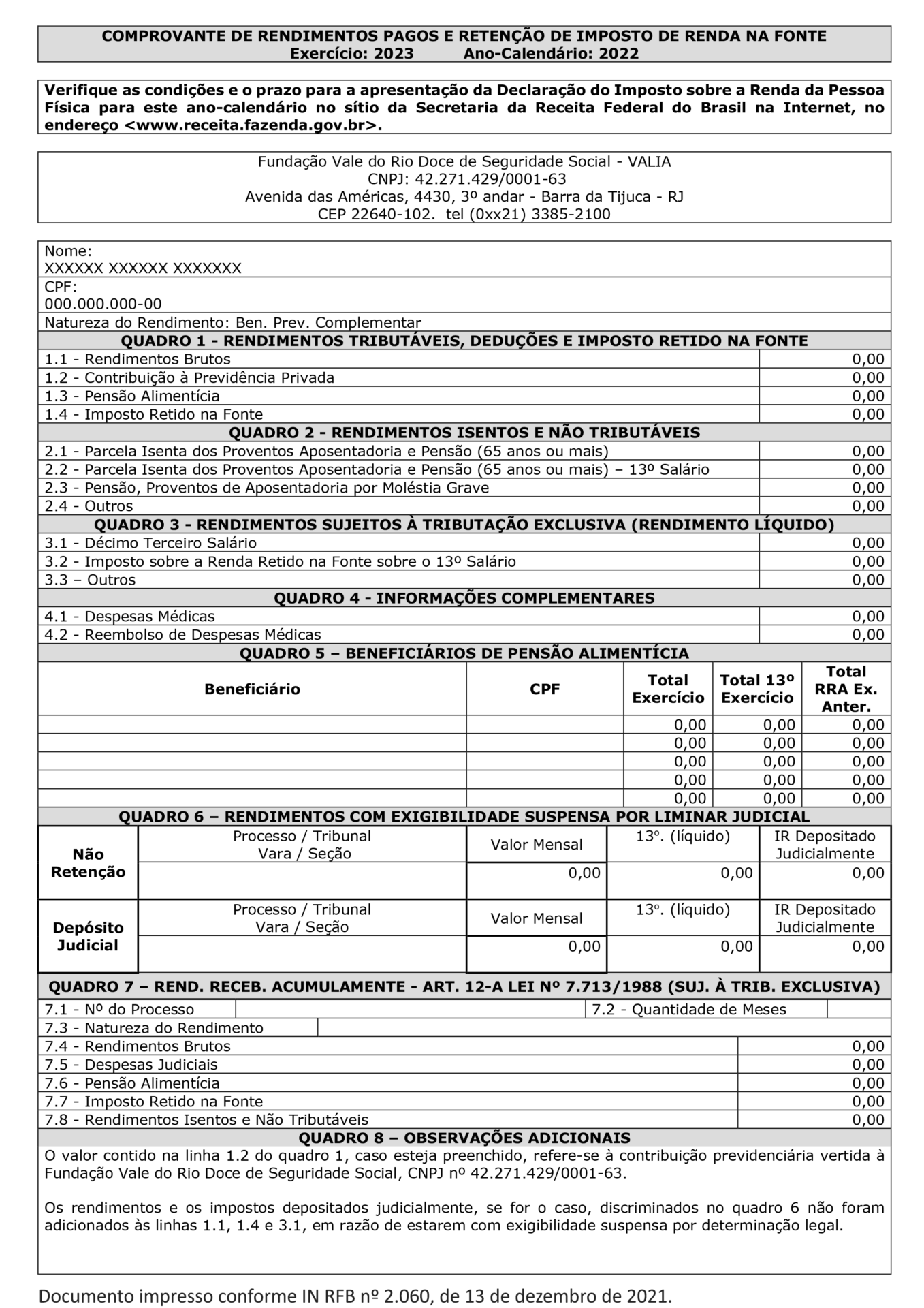 Informes De Rendimentos Para Imposto De Renda Portal Valia